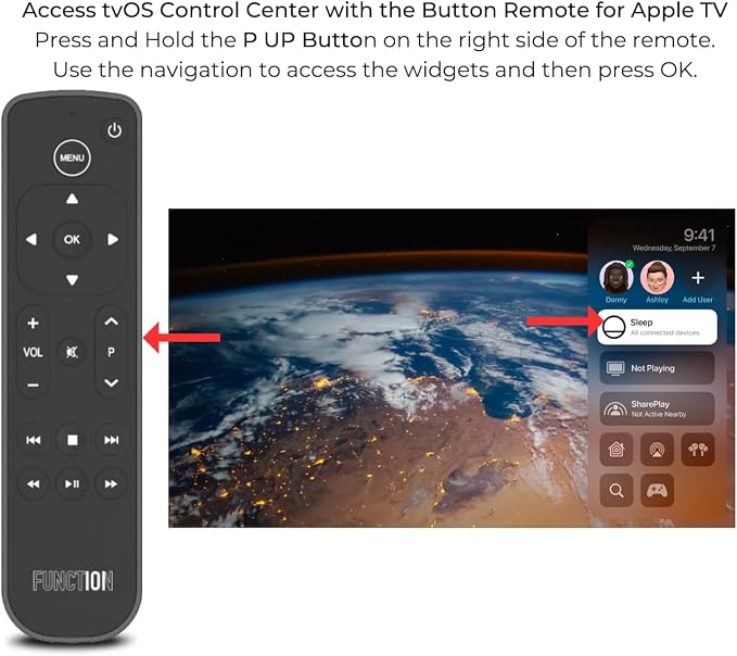 Function101 Button Remote for Apple TV (Bluetooth) - 5 Pack | Compatible with Apple TV 4K & HD | Non-Siri, No Voice Control | No Apple TV Line of Sight Required | 2 AAA Batteries Included