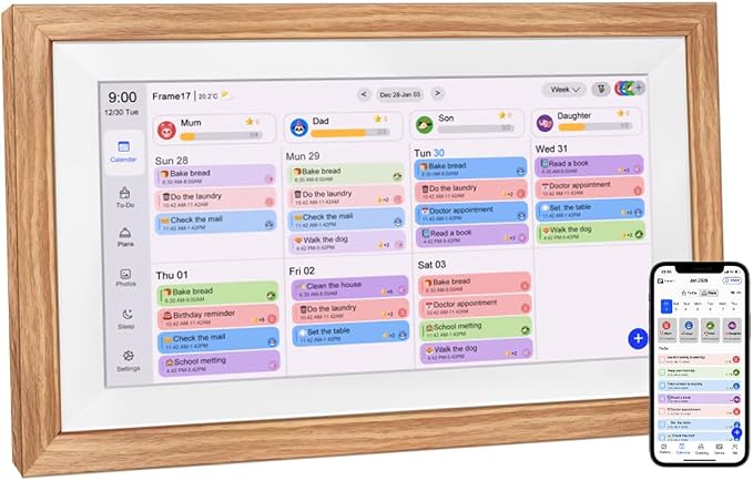AINFTIME 15.6 Inch Digital Calendar Planner Smart Touch Screen Calendar Sync, Schedule Organizer,Meal Planning to-Do List Time Management Wall Mountable (15.6in White Digital Schedule Planner)