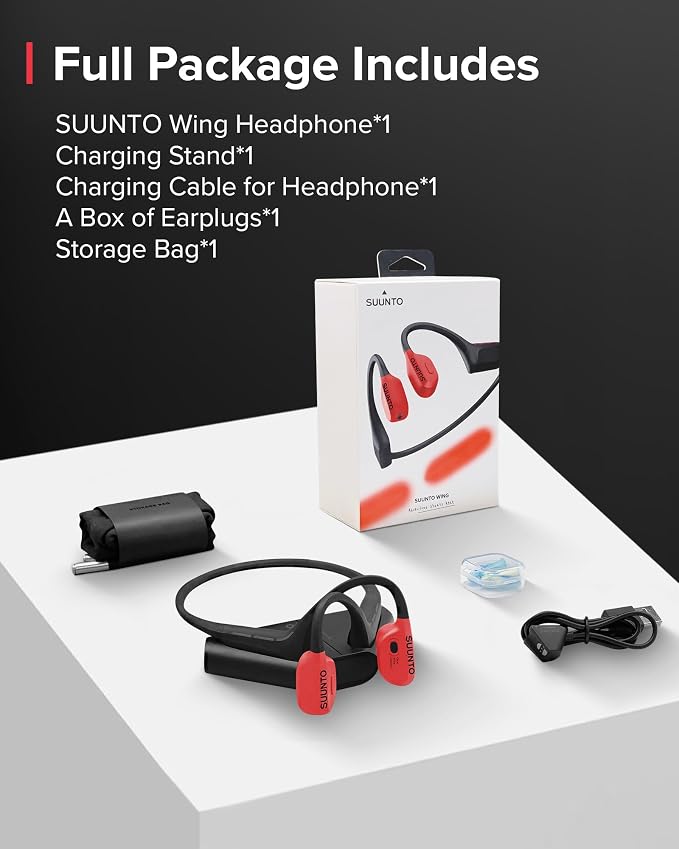 SUUNTO WING - Open ear, bone conduction headphones. Made for sports, waterproof, safety lights, bluetooth