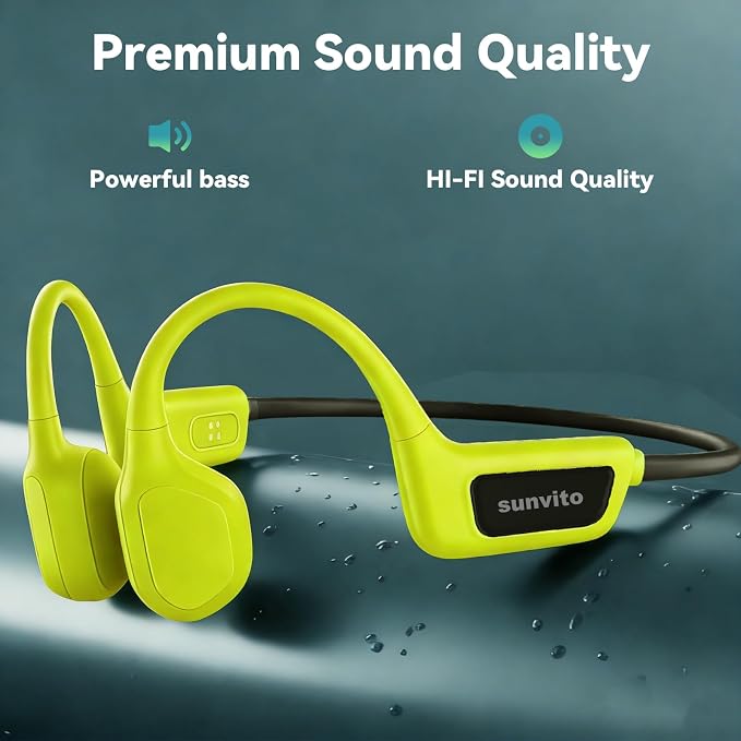 Bone Conduction Swimming Headphones, IPX8 Waterproof Open Ear Headphones with 8GB MP3 Player, Bluetooth 5.4 Wireless Headphones for Swimming, Pool Training & Underwater Sports, Green