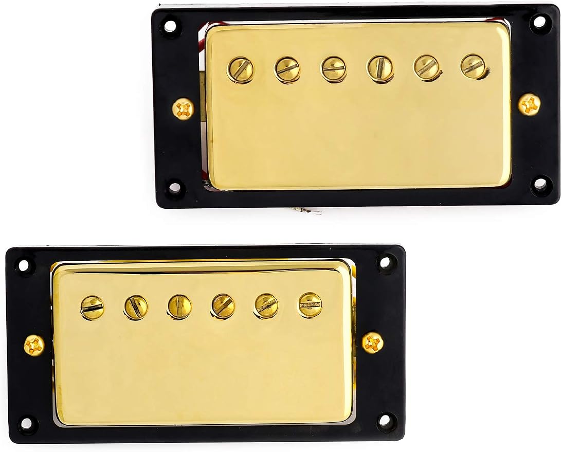 Humbucker Double Coil Pickups Neck and Bridge Pickup Compatible with LP Style Electric Guitar Parts Replacement Gold.