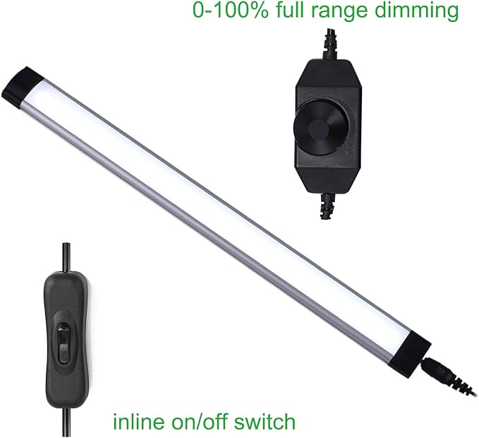 AIBOO LED Under Cabinet lighting Kit, Plug in Strip Lights with Dimmer Switch for Kitchen Cabinet Counter, Closet, bedroom lighting.（24w-8 bars kit-6000K）