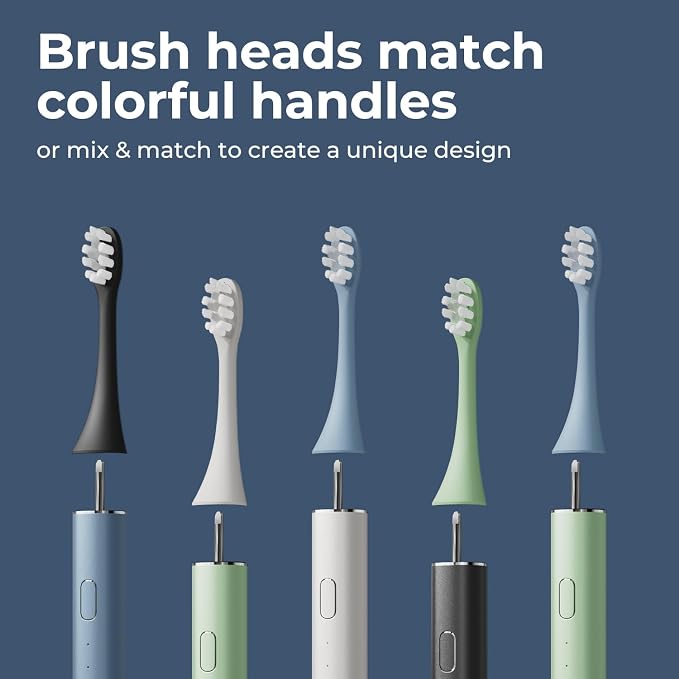 Oday Recyclable Plant-Based Electric Toothbrush Heads, Long-Lasting Replacement Brush Heads, Compatible Only with Sonic Electric Toothbrush Blue - Pack of 3