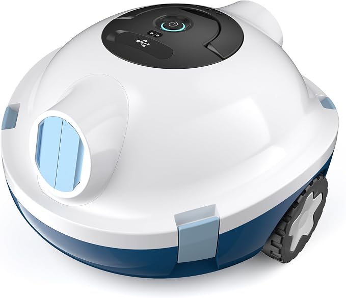 Y10 Robotic Pool Cleaner,Cordless Pool Vacuum with 150 Mins Runtime,High Efficiency Dual Suction Power,Self-Parking&Smart Navigation for Above-Ground & Flat Inground Pools up to 1300 sq.ft (White)