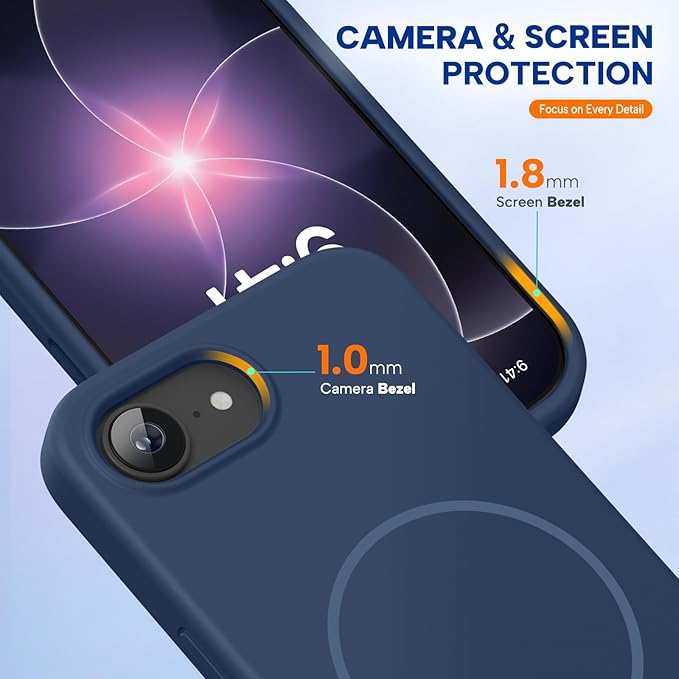 Miracase Magnetic for iPhone 17e Case & iPhone 16e Case, [Soft Anti-Scratch Microfiber Lining], Compatible with MagSafe, Silicone Shockproof Protection Phone Case for iPhone 17e/16e, Dark Blue