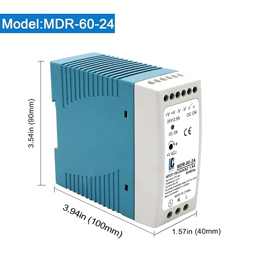DIn Rail DC 24V Switching Power Supply MDR 60W Rail Type(Input:100-240VAC,Output:24VDC,50/60HZ) Switch Converter (24V 2.5A)(4)