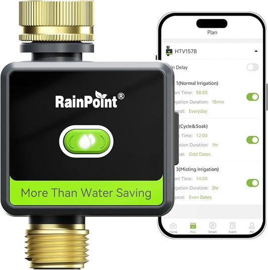 RAINPOINT Smart Hose Timer for Garden, Smart Water Timer with Brass Inlet & Outlet (Not Include Gateway), Automatic Irrigation System for Lawns and Yard