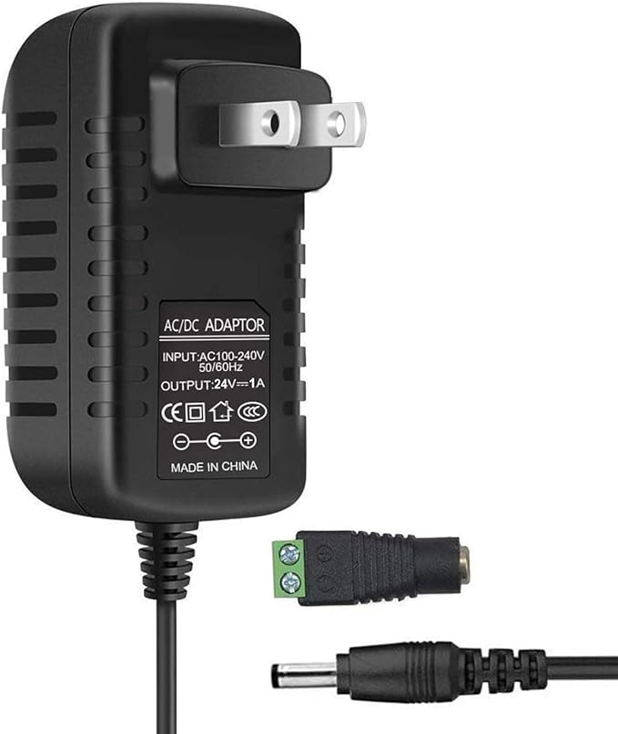 Power Supply, 24V Power Transformers, AC 100-240V to DC 24V 1A Power Supply LED Adapter, 24 Watt Max, for LED Strip Neon Rope String Lights, Computer Project, Recorder, TV Screen