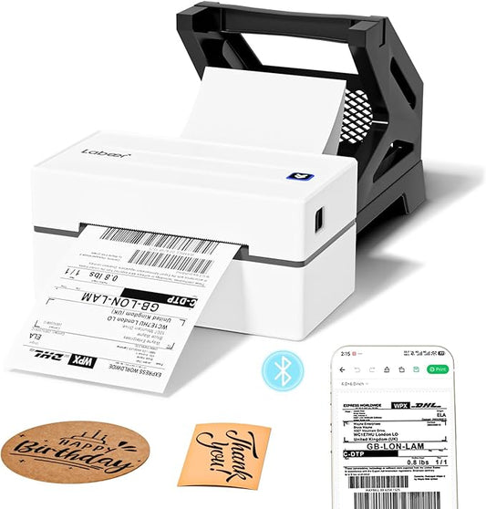 Labeer Label Printer with Holder, 4x6 Wireless Bluetooth Thermal Shipping Label Printer for Small Business, Compatible with iPhone, Android, Windows, Mac, Chromebook, USPS, Shopify