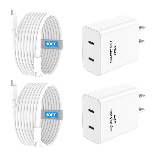 iPhone 17 16 15 Charger Fast Charging, 45W Dual USB C Phone Charger Block with 10FT Long Type C Cable Cord for Apple iPhone 17/Pro/Pro Max/17 Air/16 Pro/16 Pro Max/15 Plus/15 Pro/iPad/S26 Ultra/S25