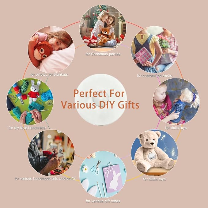 XLW Voice Recorder, 195 Seconds Message Voice Recording, Record Custom Messages for Plush Toys, Stuffed Animals, Baby Dolls, Pillows, USB Rechargeable, Easy to Use