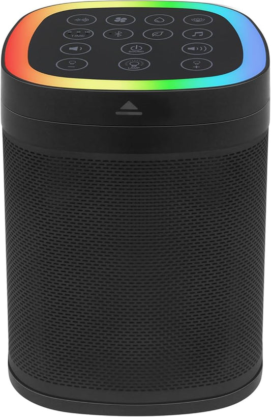 3-in-1 Bluetooth Speaker, 70 Soothing Sounds Sleep Machine, Type-C USB Rechargeable RGB Table Lamp,30-Hour Playtime, Wireless Sound Machine for Home/Party/Outdoor/Beach/Baby/Adults. (Black)