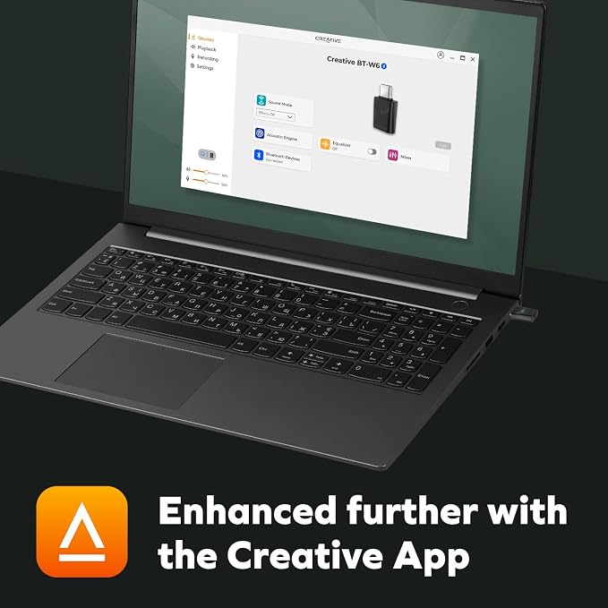 Creative BT-W6 Wireless Bluetooth 5.4 and LE Audio Transmitter with Snapdragon Sound, aptX Lossless, Low Latency and up to 24-bit / 96 kHz Audio, Works with PC/Mac/Gaming Consoles