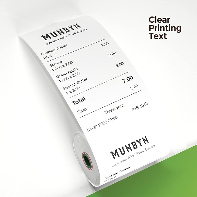 MUNBYN Thermal Paper 3 1/8 x 230ft, 10 Rolls Receipt Paper Work for Star Micronics TSP100 TSP143 Epson 80mm Receipt Printer Square POS Register, 80mm Thermal Receipt Papers, BPA Free, Plus Version