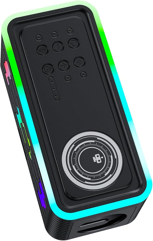 Lifewow Waterproof Bluetooth Speaker with RGB LED Lights, Portable Wireless Speaker with Enhanced Bass