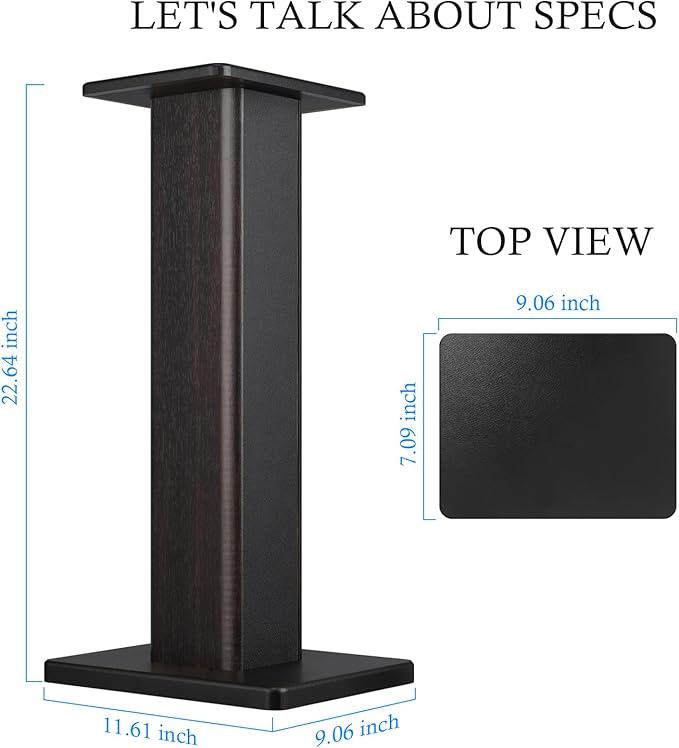 Elimavi Universal Floor Speaker Stands, 22.64 Inch Surround Sound Stands Supports 150LB, Non-Slip Pads & Cable Ties, for Bookshelf Speakers,Satellite Speakers,Studio Monitors, Easy Installation,Black