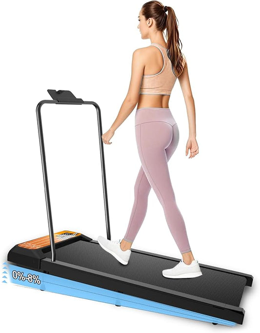 2 in 1 Under Desk Treadmill, Walking Pad with Removable Handle, 2.5 HP Portable Walking Mat, 270 lbs Weight Capacity, Compact Treadmills for Home & Office