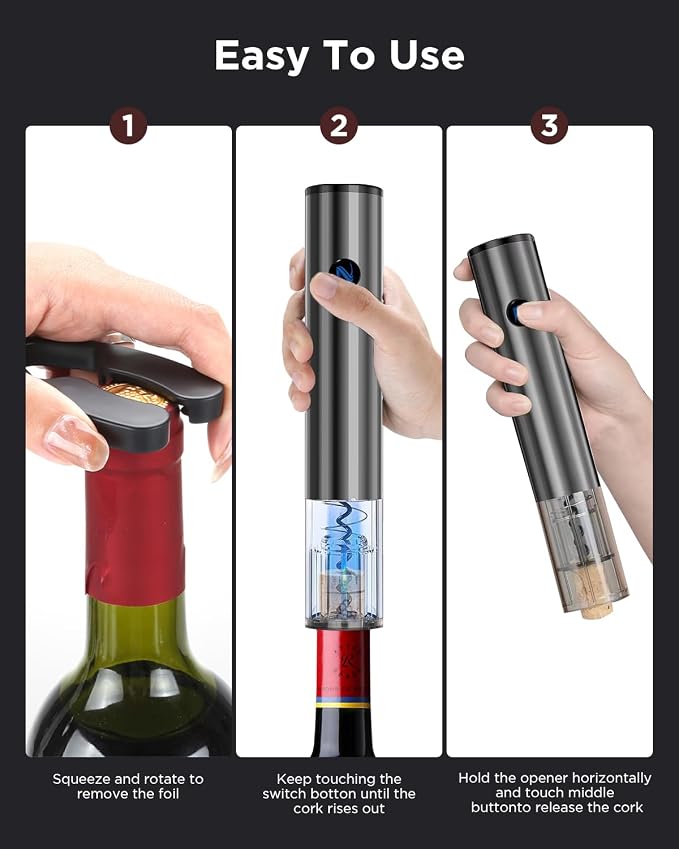 Newise Rechargeable Electric Wine Gift Set: Wine Opener, Aerator, Vacuum Stoppers & Foil Cutter - Luxury Wine Lovers Gifts for Women Men