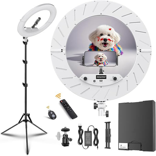 18 Inch Ring Light Kit, 55W Dimmable LED Light, Tripod Stand, Remote Controller,Box,CRI95(White)