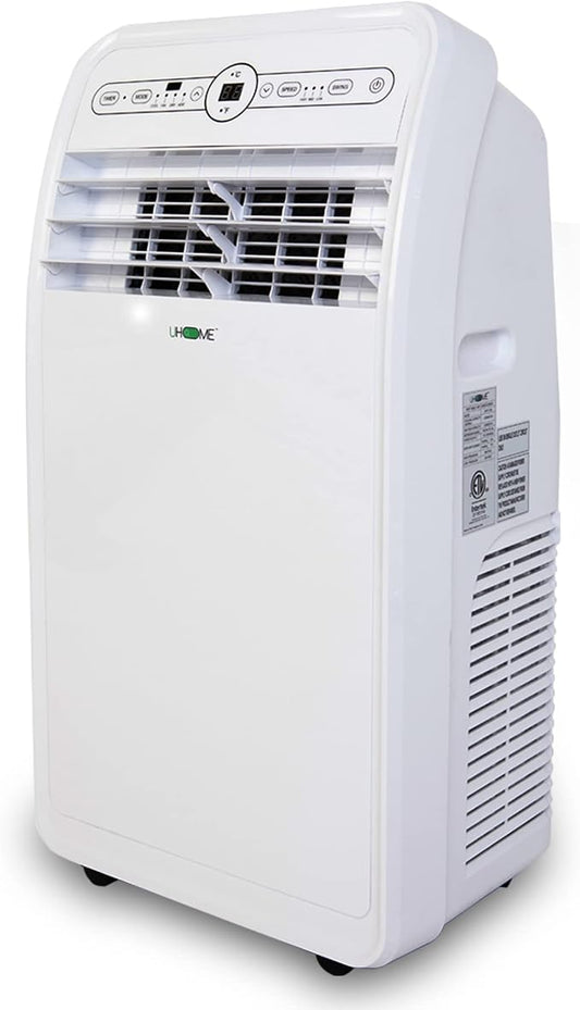 Uhome 12000 BTU Portable Air Conditioner w/Heater up to 450 Sq. Ft, Ac Heater Combo Window Unit, Portable AC Unit with Dehumidifier & Fan, Cools & Heats,Remote Control and Window Kit Included,White