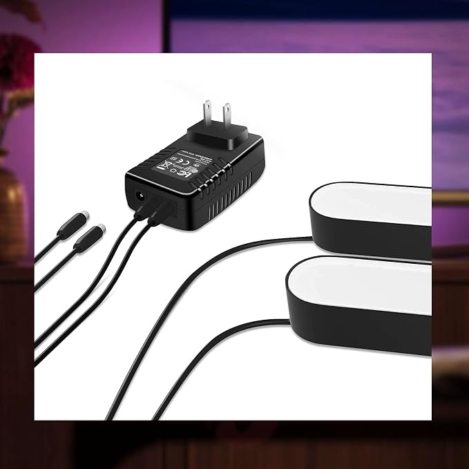 VHBW 24V DC Power Supply Adapter – Compatible with Hue Smart Light Bars, Light Strips & Sync Boxes – 3-Way Output Design, 100-240 V Input, Stable 24 V 1 A Output