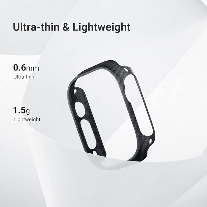 PITAKA Apple Watch Ultra 3/2/1 Case, Exquisite Minimalist Slim Apple Watch Ultra Case 49mm - Aramid Fiber Made, Black/Grey(Twill)