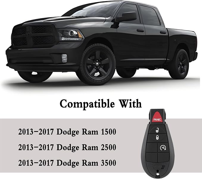 GQ4-53T for 2013-017 Dodge Ram 1500 2500 3500 with Simple Key OBD Tool | Easy to install,starsGood spare key,Saved Me a Lot Of Money,Durable ABS Plastic,Does exactly what it should do