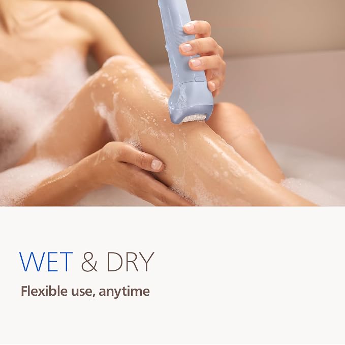 Philips Epilator Series 8000 - Cordless Wet and Dry Electric Epilator, Hair Removal for Legs and Body, with ProGuide, 3 Accessories, 60 min. Runtime, Model BRE708/00