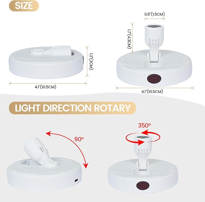 HAMVIDNE LED Spotlight, Rechargeable Battery Picture Lights, Uplighting Indoor, Spot Light with Remote, Plant Tree & Wall Art Display Dartboard Closet Spotlight-White