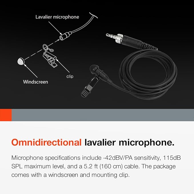 Tascam TM-10LB Lavalier Microphone, Black