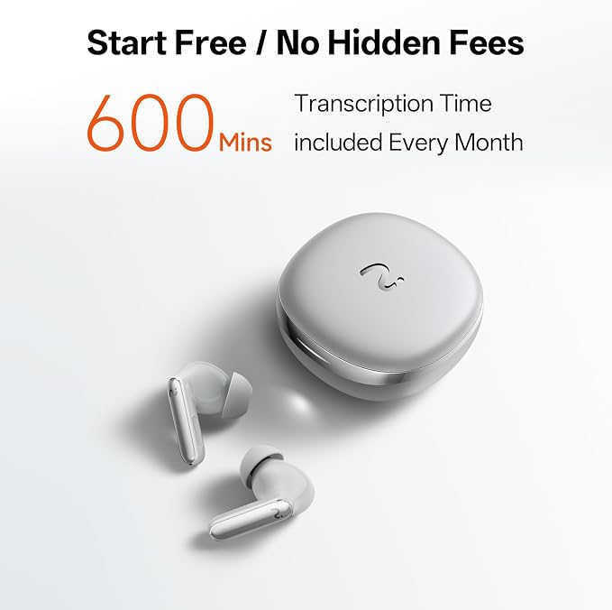 RecDot Voice Recorder Earbuds: Professional AI Note Taker for Meetings, Calls & Lectures. Transcribe & Summarize, 78 Languages, 48dB Hybrid ANC AI Assistant for Deep Work, AES-256 Secure, Silver