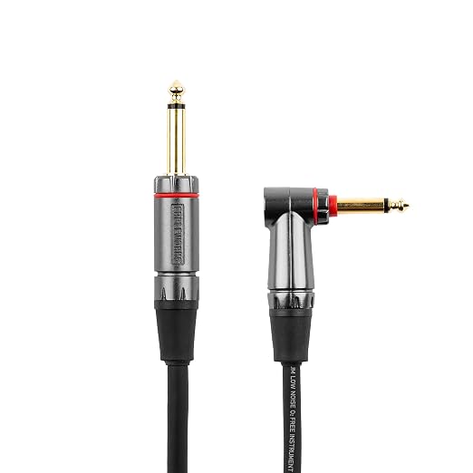 Cableworks by Gator Cases Headliner Series Premium 20 Ft Straight to Right Angle Guitar Instrument Cable with Quiet Switch Technology (GCWH-INS-20RAQT)