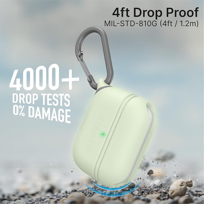 Catalyst Case for AirPods Pro 3, Waterproof IP67 & Drop-Proof Silicone Case Cover for Apple Airpod Pro 3, Wireless Charging Compatible, One-Piece Design with Carabiner for Active Lifestyles