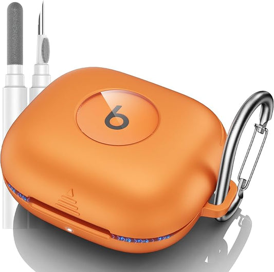 for Beats Powerbeats Pro 2 Case Cover, Shockproof Magnetic Case for Powerbeats Pro 2 2025 Wireless Earbuds, Magnetic Lock Lid Protective Cover with Cleaner Kit & Carabiner (Orange)