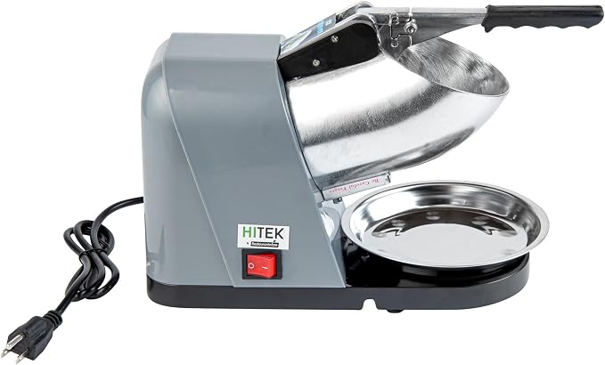 Restaurantware Electric Ice Crusher Machine - 65 Kg/Hr - Plastic Ice Shaver With Stainless Steel Blades - Compact Gray Space-Saving Kitchen Countertop Use