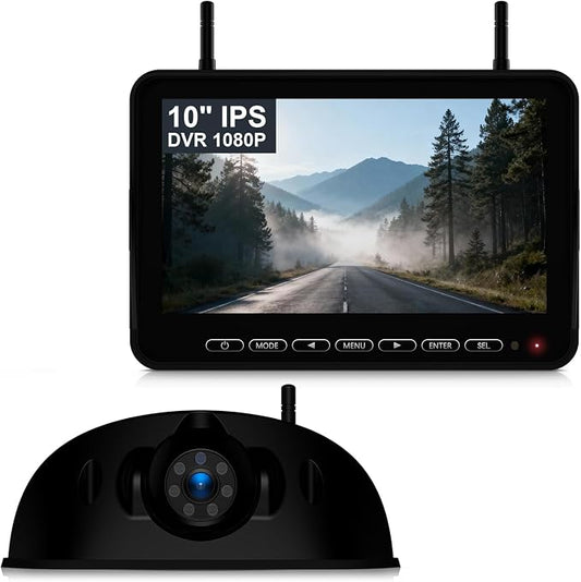 Fookoo 1080P 10" Wireless RV Backup Camera System for Furrion Pre-Wired RV Truck Trailer, 10" HD IPS Monitor & 1 Rear View Camera, IR Night Vision Recording Waterproof Plug and Play - D10Y1