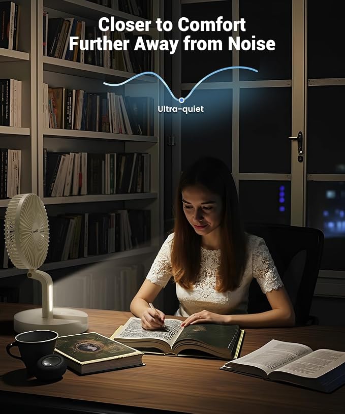 Geek Aire Personal Cooling Fan that Blow Cold Air, Portable Rechargeable Desk Fan with LED, Oscillating Standing Table Fans, Battery Powered Floor Fan for Bedroom, Travel, Dorm, Cruise RV Essentials