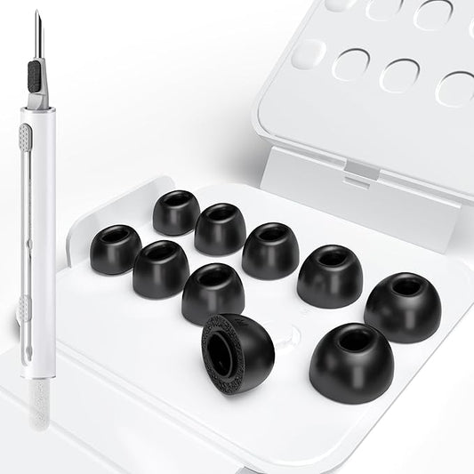Seltureone 5 Pairs for AirPods Pro 3 Memory Foam Ear Tip Replacement with Storage Box, Enhanced Noise Isolation Ultra-Comfortable 5 Sizes Memory Foam Ear Tips for AirPods Pro 3 (XXS/XS/S/M/L)