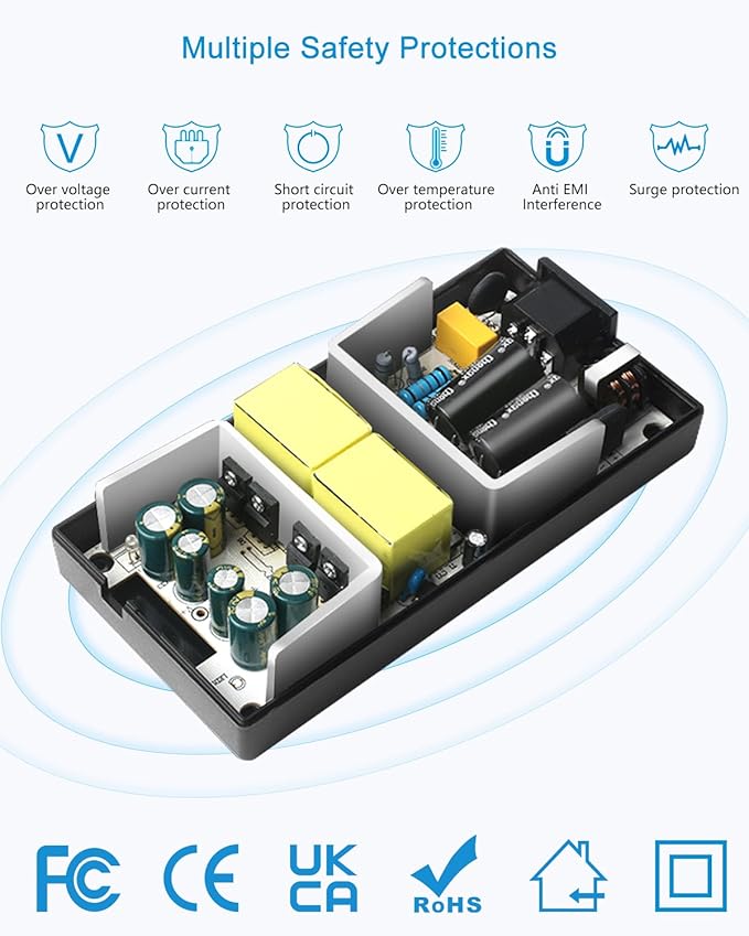 ALITOVE 12V Power Supply DC 12 Volt 12 Amp 144W Power Adapter 100-240V AC to DC Adapter 110V to 12V Converter 12A 10A Low Voltage Transformer with 5.5mm x 2.5 2.1mm Plug for LED Light 3D Printer