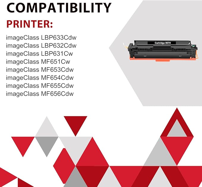 067H 067 Toner Cartridge Set MF650C MF654Cdw MF656Cdw Compatible for Canon 067 Color ImageCLASS LBP632Cdw MF653Cdw LBP633Cdw MF652Cdw LBP630C MF651Cw LBP631Cw MF655Cdw Printer High Yield 4 Pack Ink
