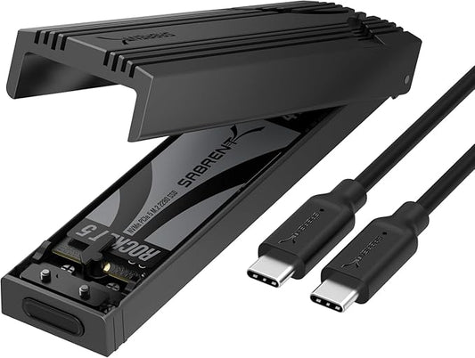 SABRENT USB C NVMe Enclosure & Reader, Tool-Free M.2 PCIe SSD Case for 2230-2280, 10Gbps USB 3.2 Gen 2 Adapter, Aluminum Cooling, External M.2 NVMe Drive Enclosure (EC-PNVO)