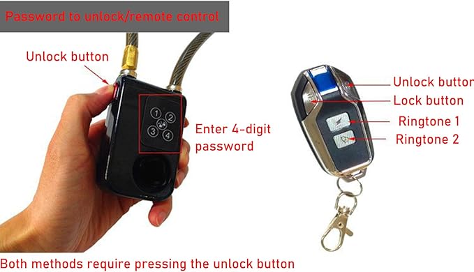 Mengshen Waterproof Bike Alarm Lock with GPS Tracker Black | 110dB Loud Anti-Theft Alarm, 150ft Remote Control, For Bicycle Motorcycle Scooter, Password & Remote Lock