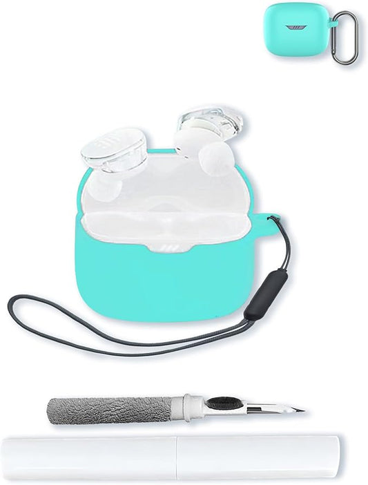 Case for JBL Tune Buds - True Wireless Noise Cancelling Earbuds,Soft Protective,BOVUGAC Silicone Case Cover with Keychain & Cleaning Kit & Lanyard for JBL Tune Buds Earbuds-Mint Green