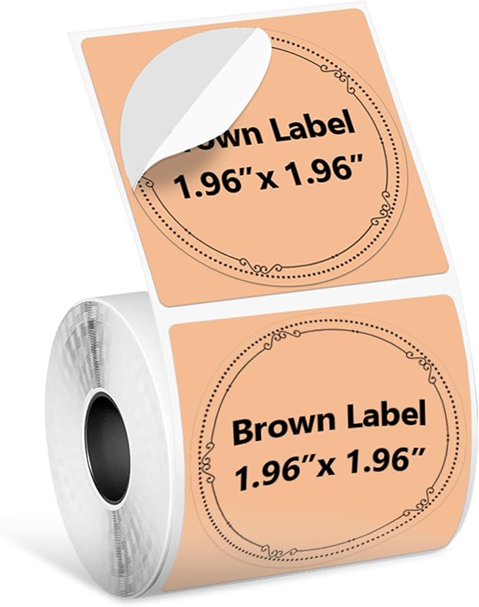 Phomemo M220 Label Maker & 1 Roll Brown Thermal Labels, 1.96" x 1.96"(50x50mm)