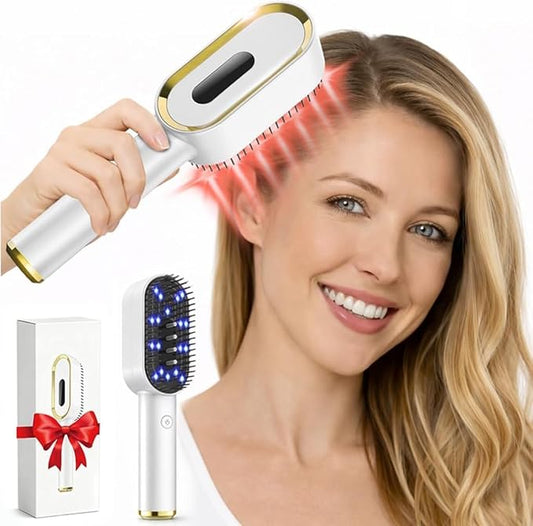 Laser Hair Growth Comb - FDA Cleared 650nm LLLT Red Light Therapy for Thinning Hair Regrowth, Vibrating Scalp Massager Promotes Fuller, Thicker Hair Rechargeable for Men & Women - White
