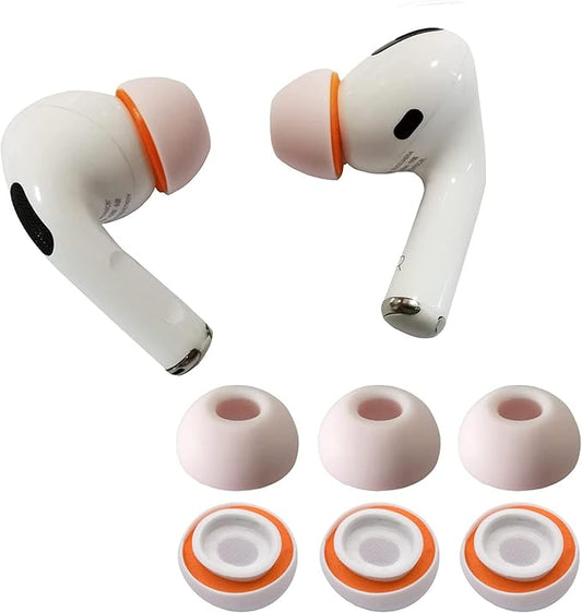 KASOTT Airpod Pro Ear Tip Memory Foam & Silicone Hybrid Ear Tips, Perfect Noise Reduction, Stays in Your Ears, Ultra-Comfort, Anti-Slip Eartips, Fit in The Charging Case (Orange, Large)