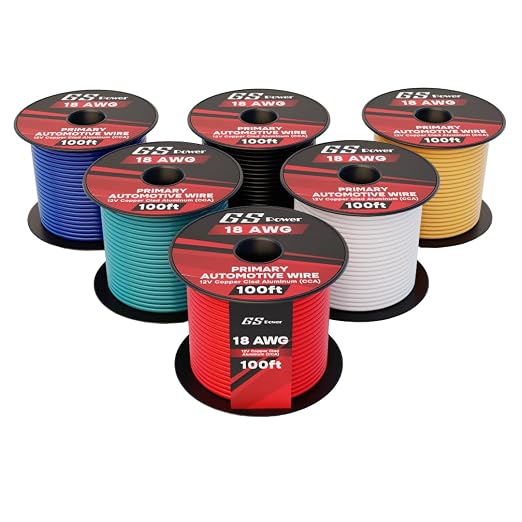 GS Power 600ft CCA 18 Gauge Wire Automotive, 100ft Spool-6 Colors, 18 AWG 12v, Speaker Electrical Wire Low Voltage Primary for Car Stereo Audio Trailer Harness Hookup Wiring LED Light DIY