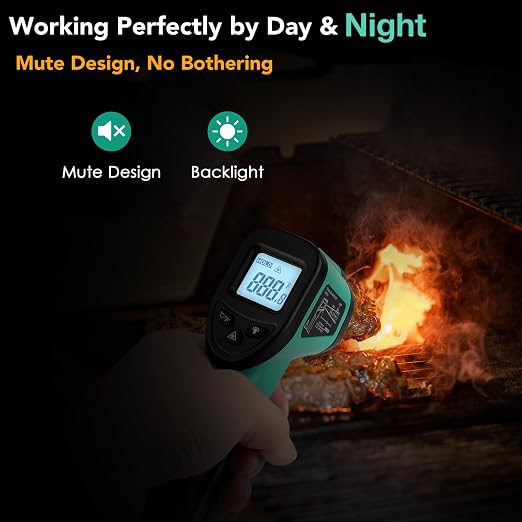 OnniOne Infrared Thermometer Gun, Laser Temperature Gun -58℉~1022℉, Instant Read Meat Thermometer with Magnet & Hold Function, Ambient and Internal Temperature Cooking Set, Grilling Gifts for Men Dad