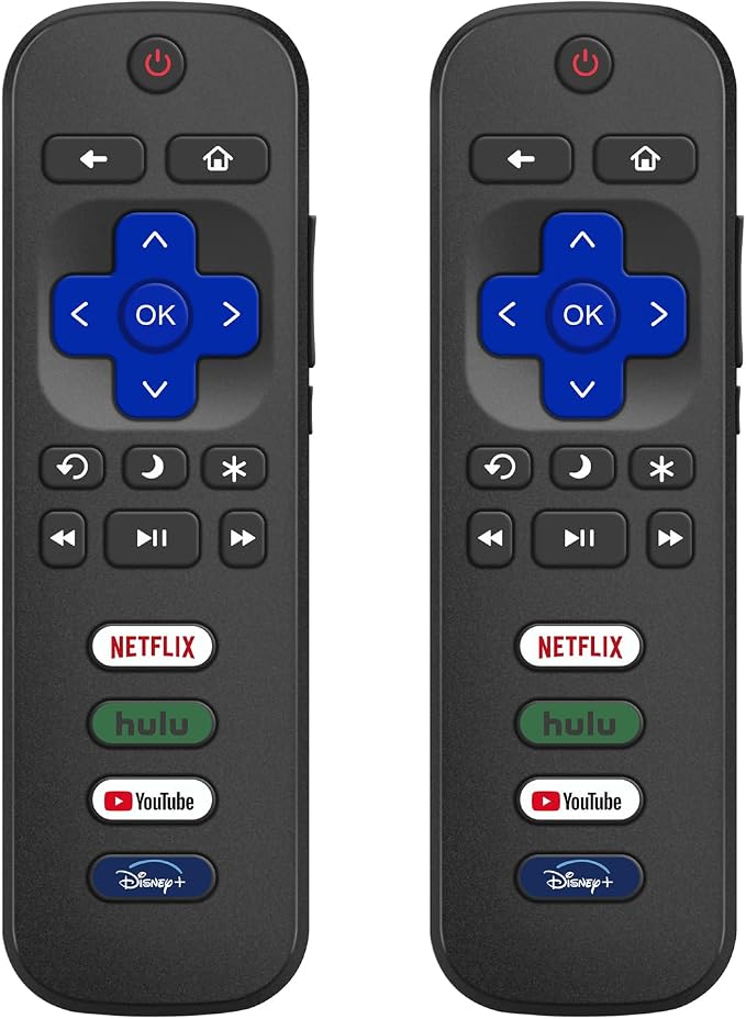 (Pack of 2) Replacement for Roku TV Remote Control, Compatible with TCL Roku/Hisense Roku/Onn Roku/Roku Built-in Smart TVs. (Not Compatible with Roku Sticks or Box). 1 Year Warranty.