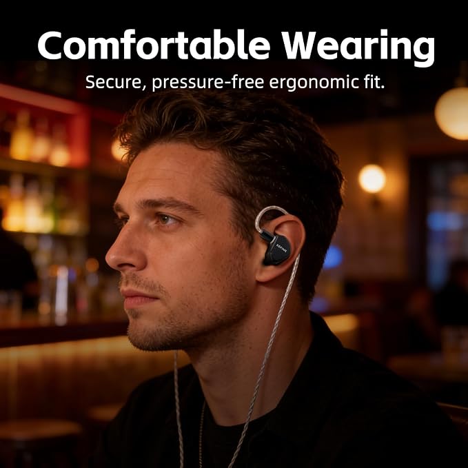 Klean Hi-Fi in Ear Monitor, Wired Gaming Earbuds, 10mm DLC Diaphragm Dynamic Driver, Wired Earphones, Interchangeable Tuning Nozzles, HiFi IEM for Audiophile, Musician & Gaming(with Mic USB-C)